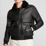 Men Black Lambskin Leather Biker Jacket Men Black Lambskin Leather Biker Jacket