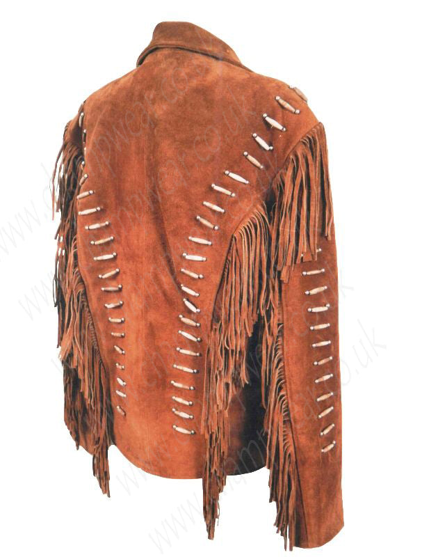 Men Tan Brown Western Leather Jacket