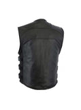 Mens Motorcycle Biker Classic Vest Genuine Cowhide Leather Vest With Gun Pocket