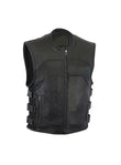 Mens Motorcycle Biker Classic Vest Genuine Cowhide Leather Vest With Gun Pocket