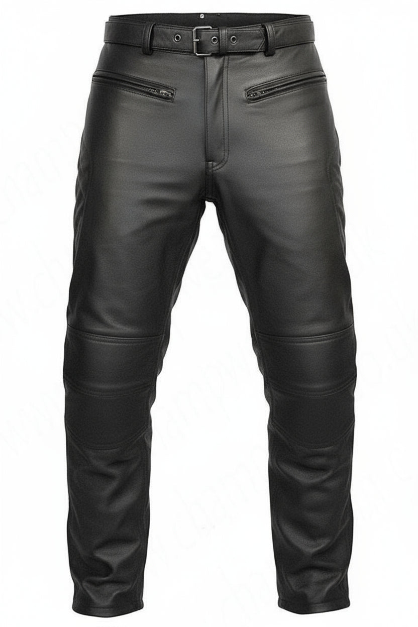 Mens CE Armored Leather Motorcycle Pant
