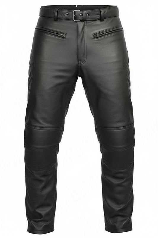 Mens CE Armored Leather Motorcycle Pant