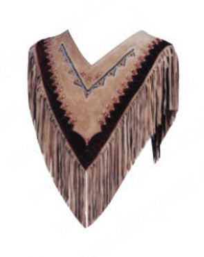 Authentic Native American Suede Poncho – Handcrafted Fringe & Embroidery Design
