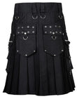 Black Gothic Kilt Detachable Pockets Modern Gothic Fashion Kilt
