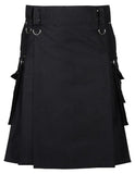 Black Gothic Kilt Detachable Pockets Modern Gothic Fashion Kilt