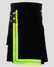 Black Firefighter Utility Kilt with Reflective Stripes