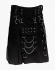 Black Gothic Utility Kilt with Chains & Ring Hardware – Punk Steampunk Fashion