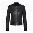 Black Leather Studded Bomber Jacket