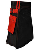 Black Red Cotton Fashion Sports Utility Scottish Kilt