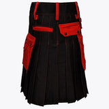 Black & Red Utility Cargo Kilt for Men