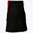 Black & Red Utility Cargo Kilt for Men