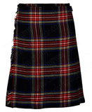 Black Stewart tartan 8 yard handmade traditional heavyweight kilt