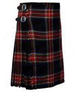 Black Stewart tartan 8 yard handmade traditional heavyweight kilt