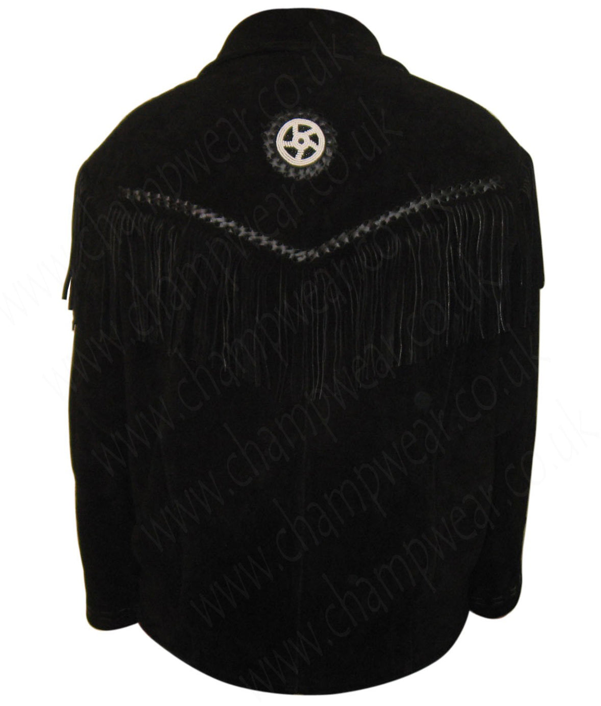 Black Suede Western Leather Jacket with black braiding