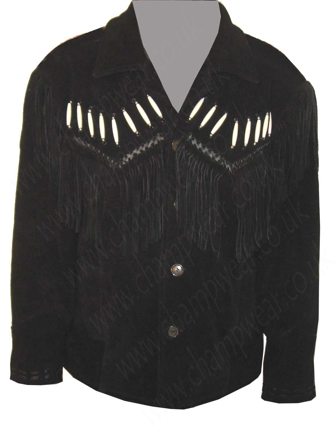 Black Suede Western Leather Jacket with black braiding