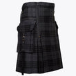Black Tartan Utility Kilt for Men – Modern Workwear Kilt with Cargo Pockets