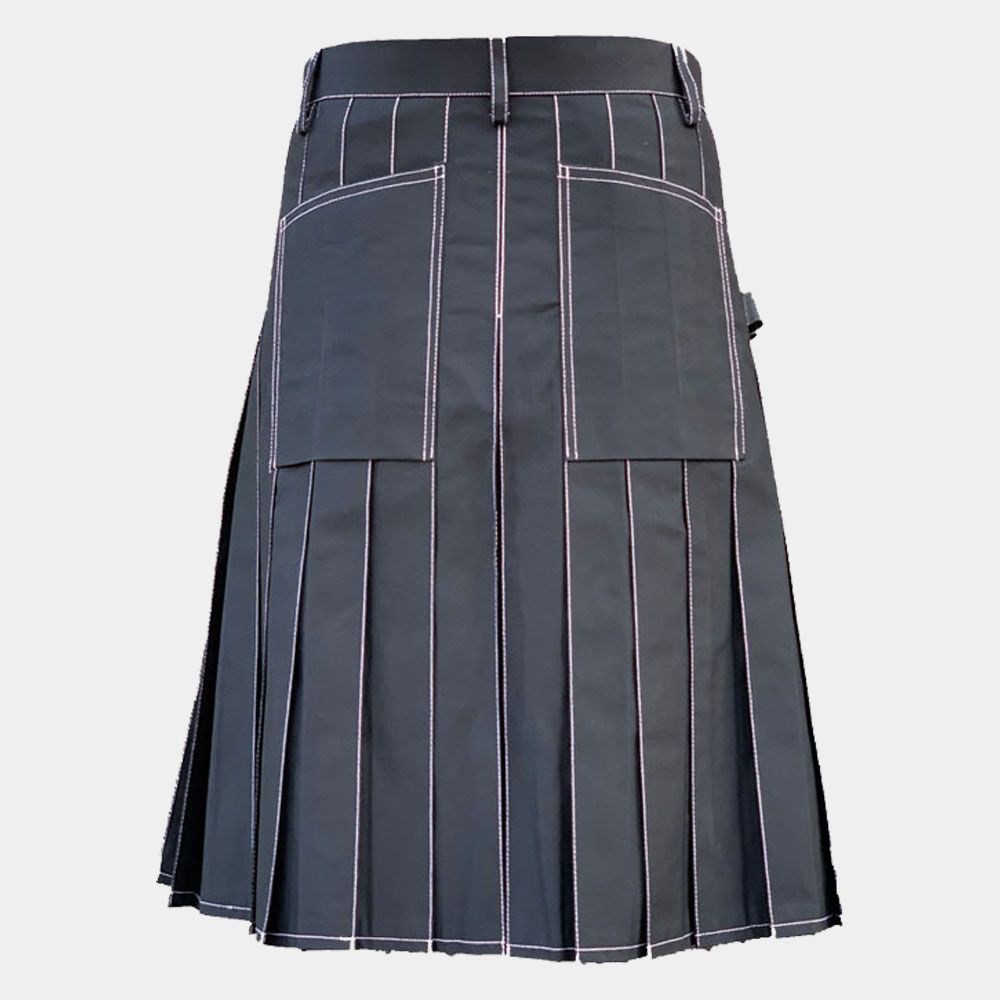 Black Utility Cargo Kilt for Men – Workwear Utility Kilt with Multi Pockets