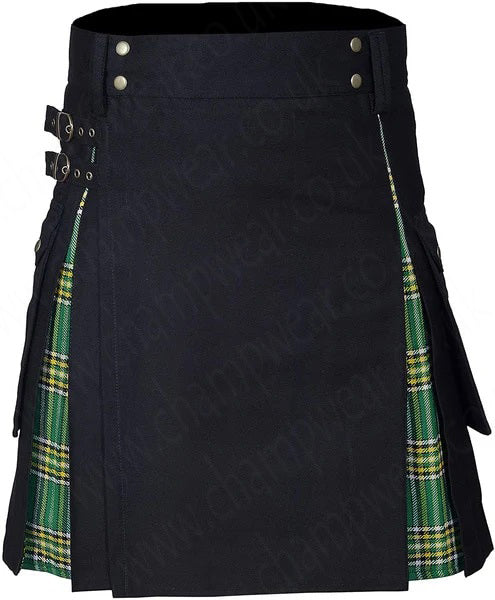 Black and Irish Green Hybrid Kilt