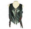 Black fringe leather vest with red beads