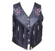 Black leather vest with embroided butterfly