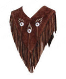 Brown Suede Poncho Vest with Fringe & Conchos