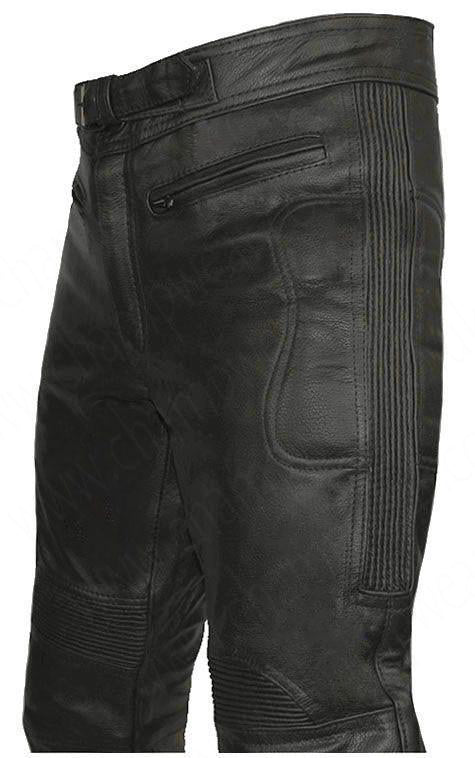CE Armoured Mens Leather Motorcycle Trousers