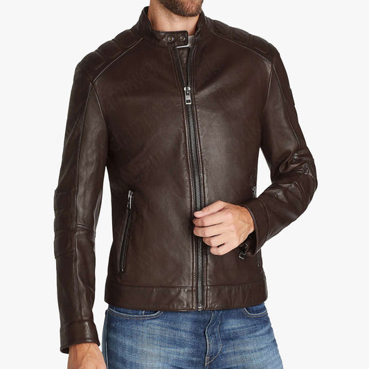 Chocolate Brown Biker Jacket For Men