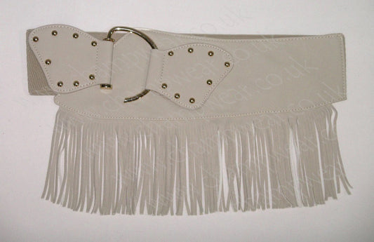 Cream Suede leather fringe belt