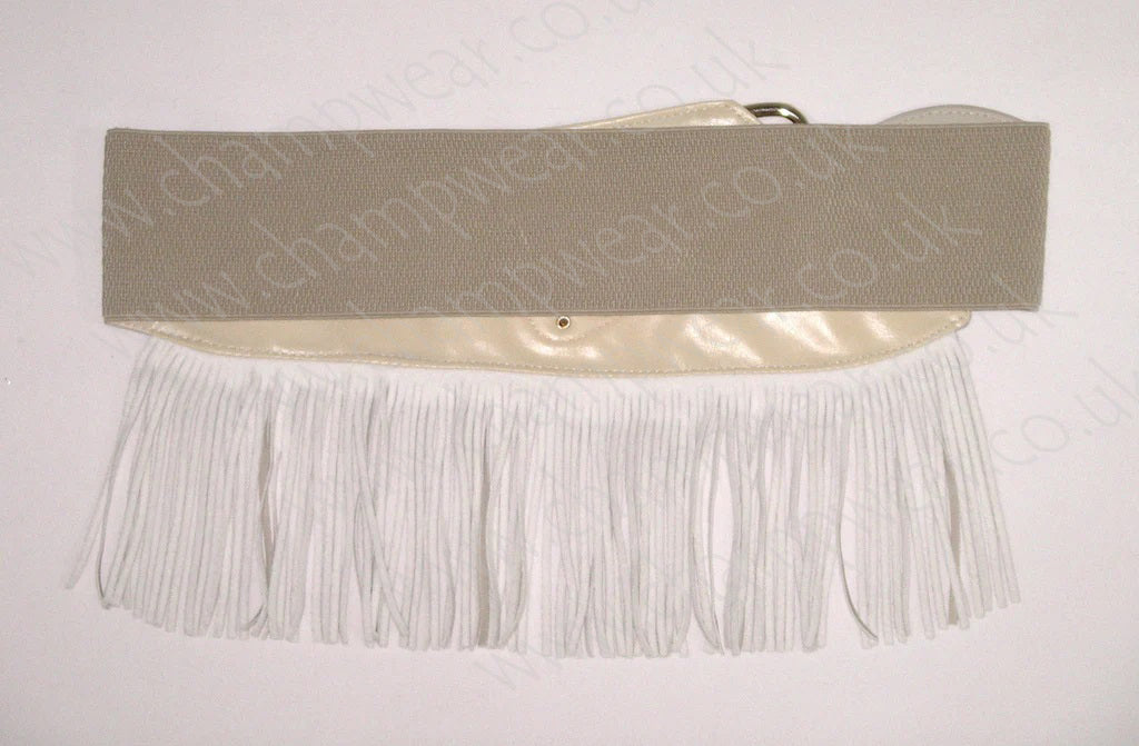 Cream Suede leather fringe belt