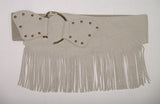 Cream Suede leather fringe belt