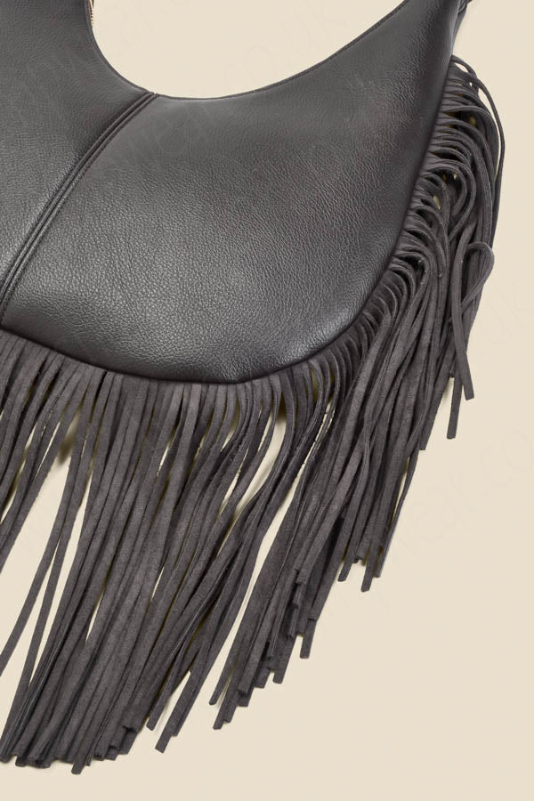 Dark Brown Fringe Detail Western Shoulder Bag
