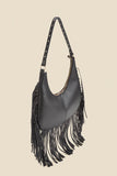 Dark Brown Fringe Detail Western Shoulder Bag