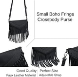Fringe Purse for Women Vintage Leather Black Tassel Shoulder Handbag