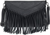 Fringe Purse for Women Vintage Leather Black Tassel Shoulder Handbag