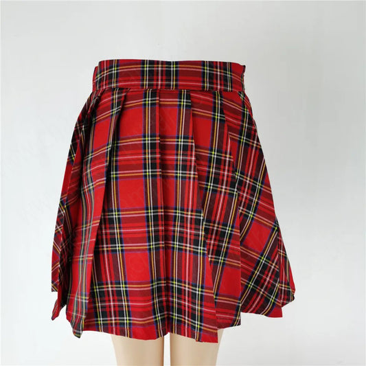 Gothic Royal Stewart Women Plaid Pleated Mini Skirt