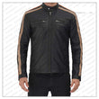Harland Stripe Black Leather Cafe Racer Style Jacket