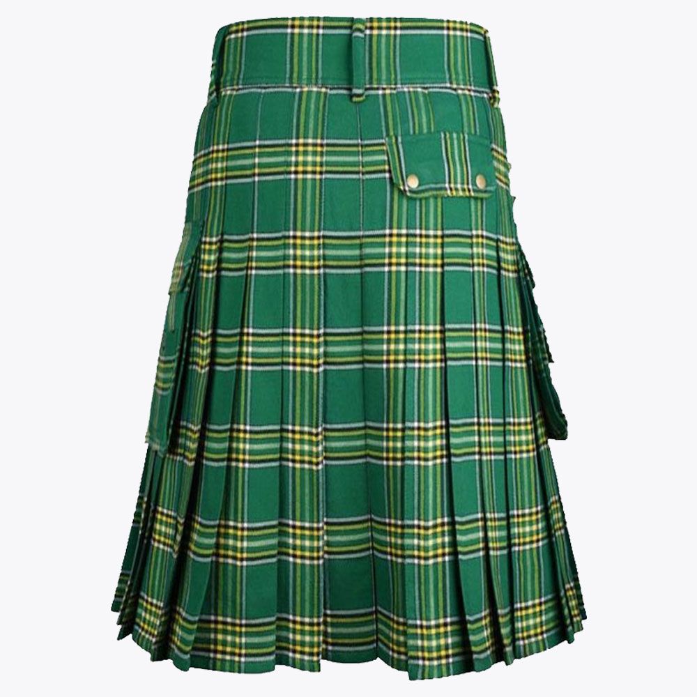 Irish Green Tartan Utility Kilt for Men