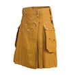 Khakhi Working Utility Kilt for Men silver buttons with Cargo Pockets