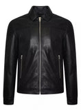 Long Sleeve Black Motorcycle Mens Leather Jacket
