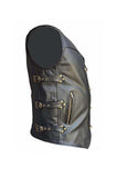 MENS BIKER STYLE VEST BLACK LEATHER HEAVY DUTY MOTORCYCLE WAISTCOAT
