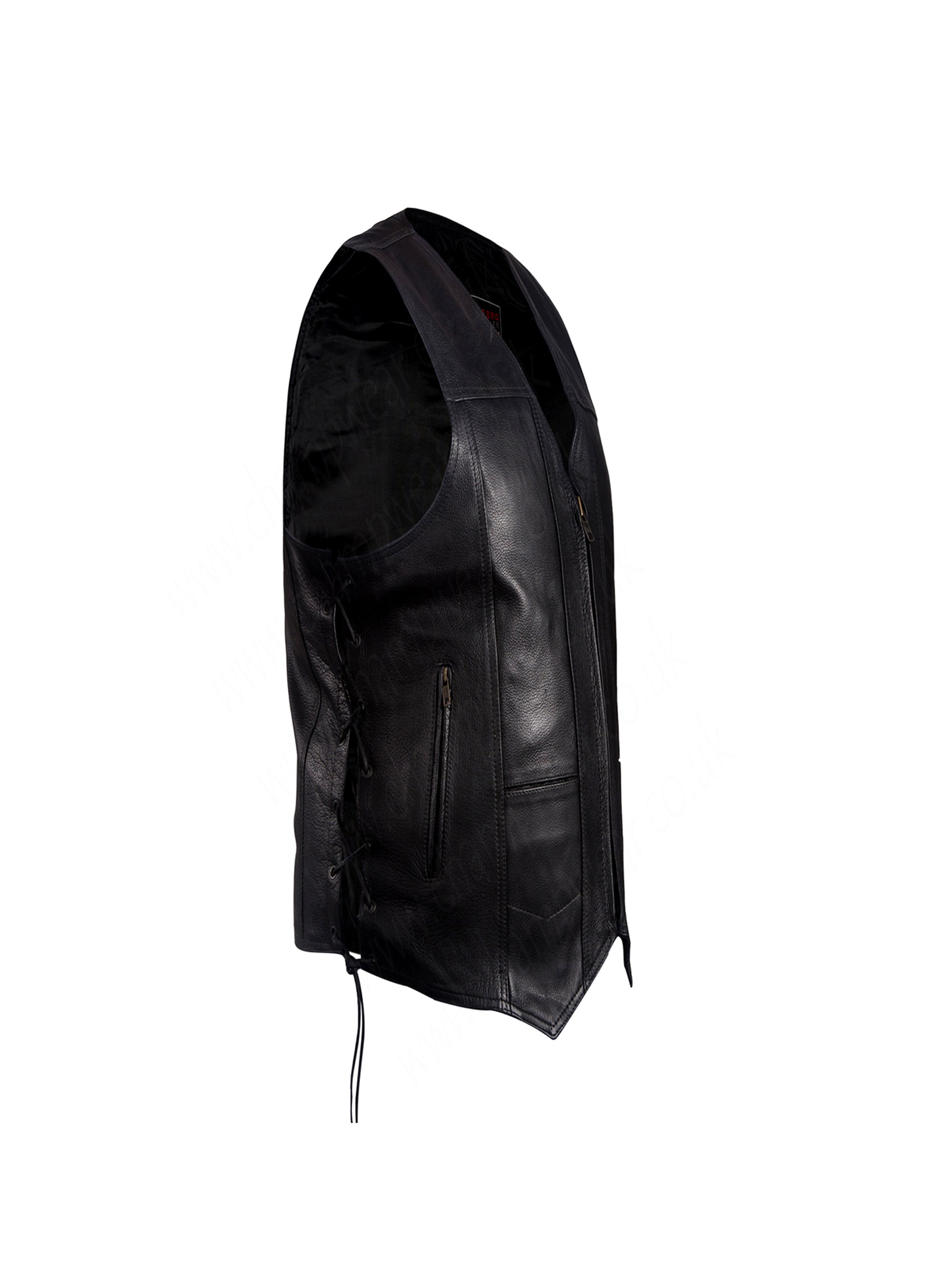 MEN’S MOTORCYCLE VEST ZIPPER FRONT V-NECK STYLE BIKER VEST