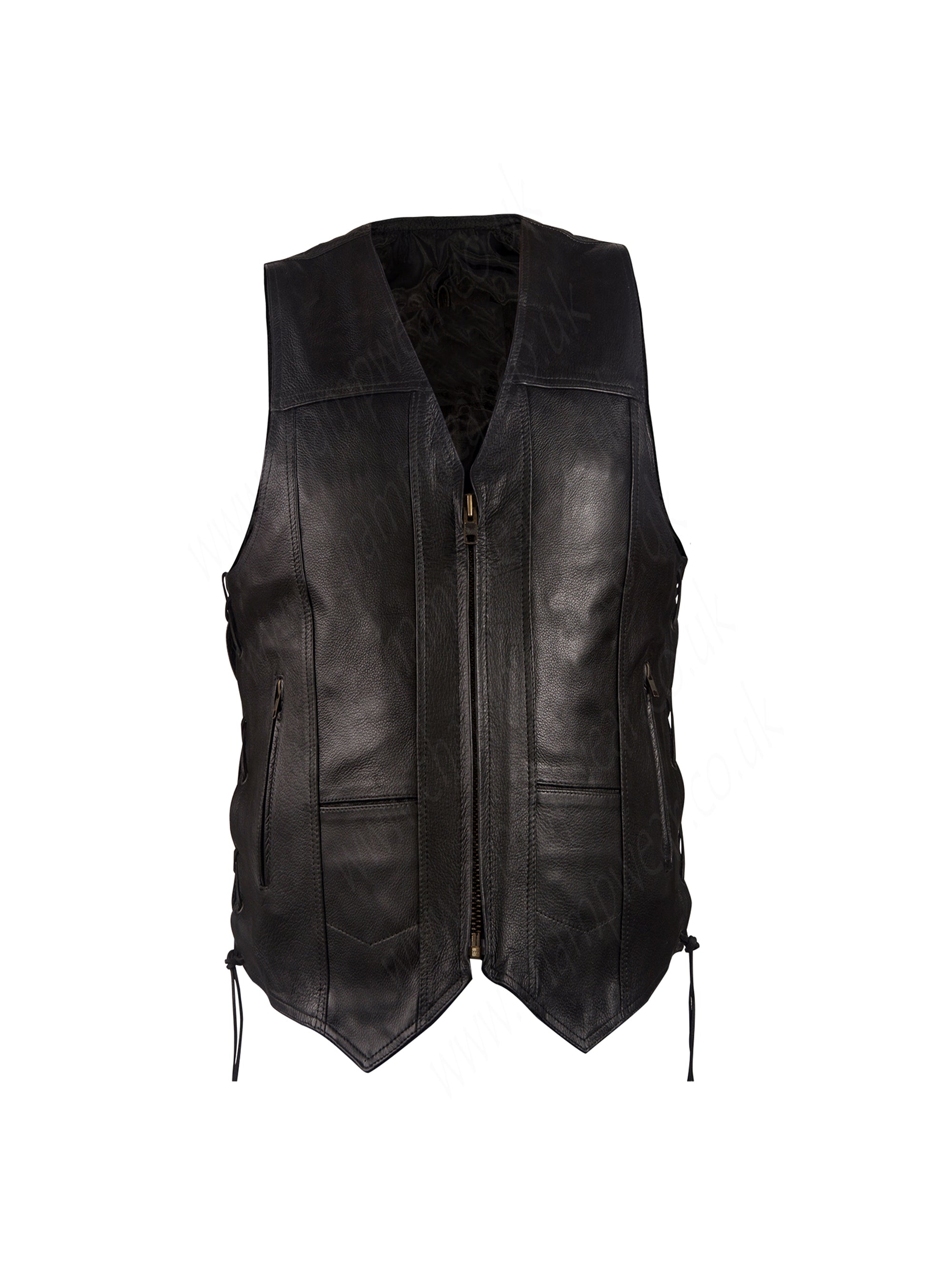 MEN’S MOTORCYCLE VEST ZIPPER FRONT V-NECK STYLE BIKER VEST
