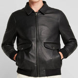Men Black Lambskin Leather Biker Jacket