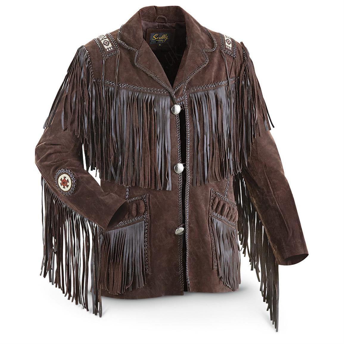Men Brown Western Leather Jacket