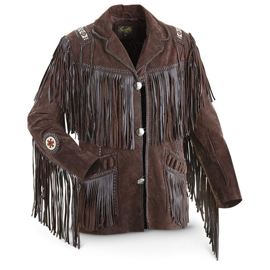 Men Brown Western Leather Jacket