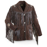 Men Brown Western Leather Jacket