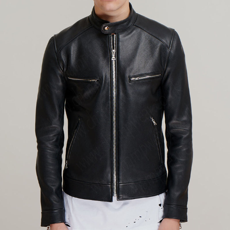 Men Dashing Pitch Black Leather Jacket