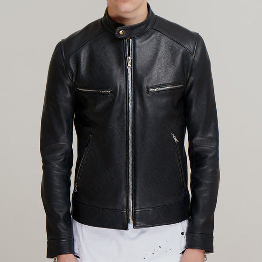 Men Dashing Pitch Black Leather Jacket