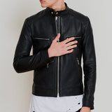 Men Dashing Pitch Black Leather Jacket