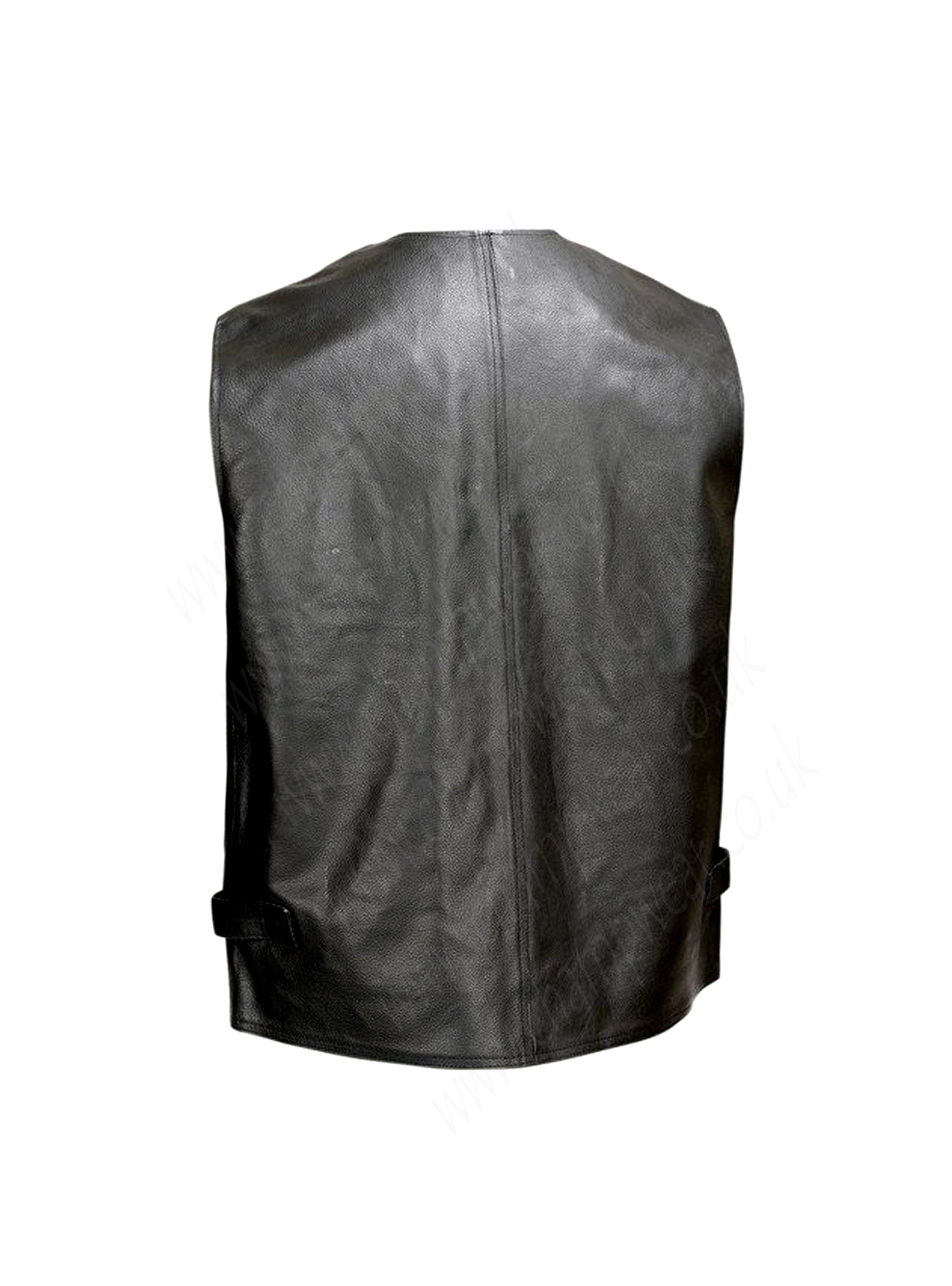 Men Leather Motorcycle Biker Tactical Vest 8 pockets Black by Wicked